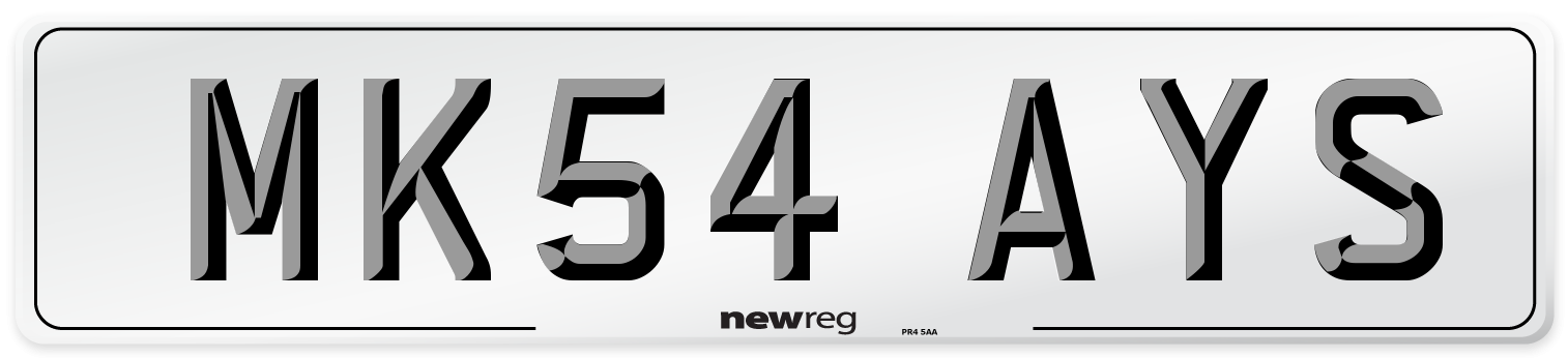 MK54 AYS Number Plate from New Reg